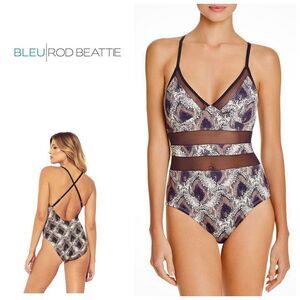 New. BLEU Rod Beattie snake print swimsuit. Retails $139 size 12